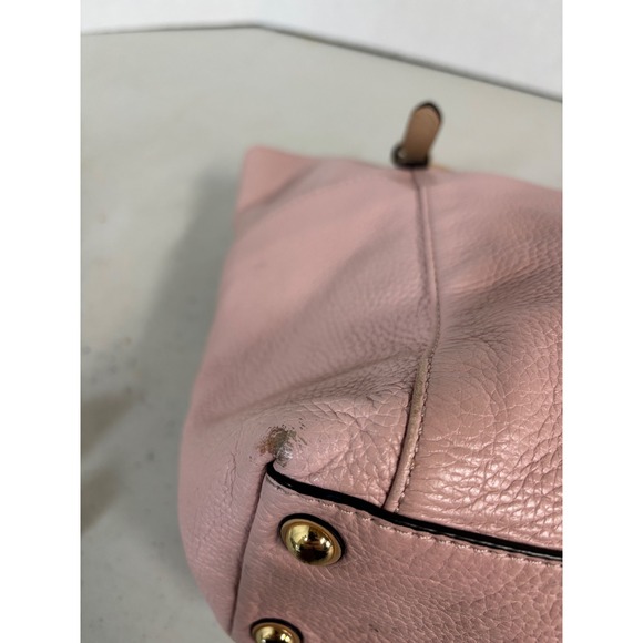 Michael Kors Pink Leather Tote Bag Gold Tone Hardware Double Handles